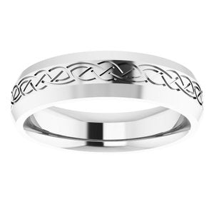 14K White Gold 5 Mm Polished Patterned Wedding Band Size 7