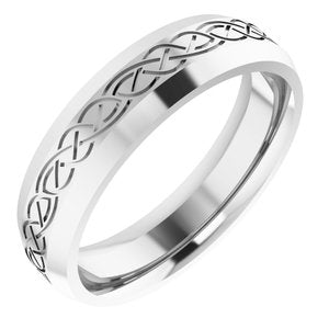 14K White Gold 5 Mm Polished Patterned Wedding Band Size 7