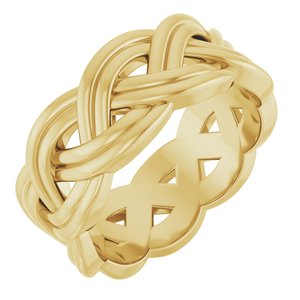14K Yellow Gold 7.99 Mm Polished Double Woven Design Band Size 7