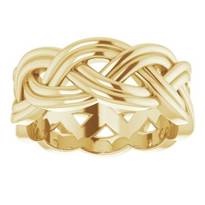 10K Yellow Gold 7.99 Mm Polished Double Woven Design Band Size 7.5