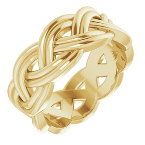 10K Yellow Gold 7.99 Mm Polished Double Woven Design Band Size 7.5