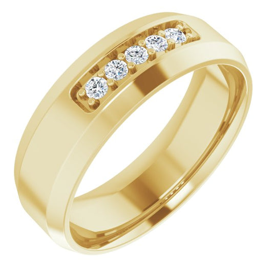 14K Yellow Gold Round 2 Mm Vs, F+ Polished Lab-Grown Diamond Band, Size 10