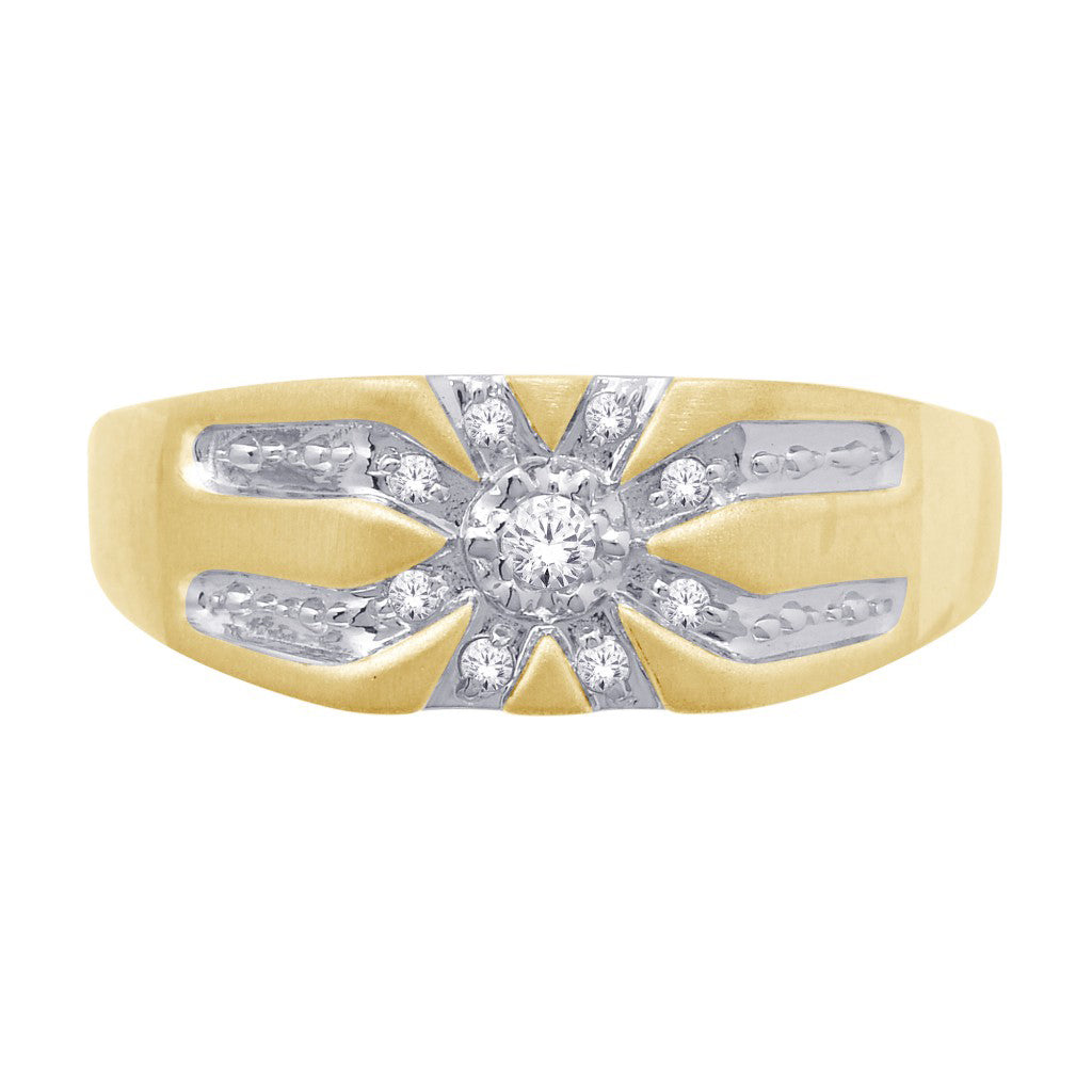 10K Yellow Gold Round 0.09 Cttw Diamond Mens Rings