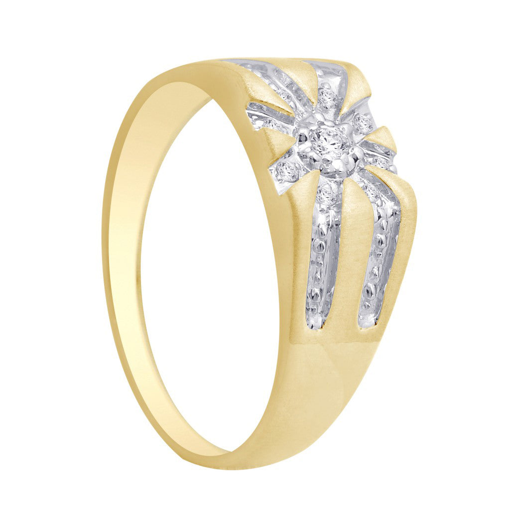 10K Yellow Gold Round 0.09 Cttw Diamond Mens Rings