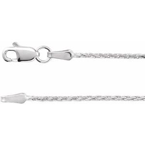 Rhodium-Plated Sterling Silver Lobster Clasp Diamond-Cut Wheat Chain, Length: 18 In, Width: 1.5 Mm