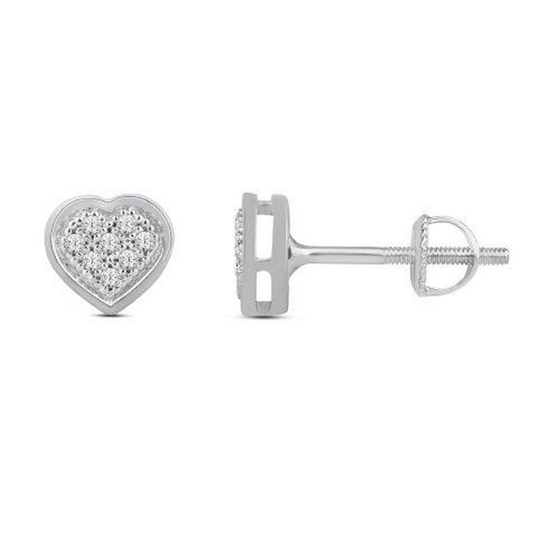 10K White Gold 0.05 Cttw Diamond "Heart" Earring