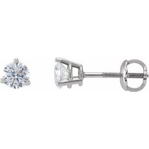 14K White Gold Round 4Mm Si1-Si2, Gh 1/2 Ctw Lab-Grown Diamond 3-Prong Earrings