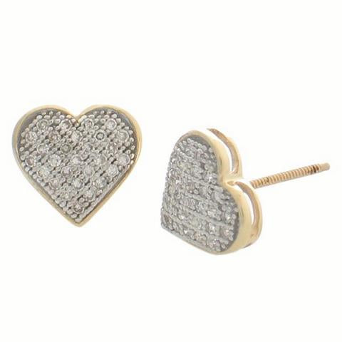 10K Yellow Gold 0.20 Cttw Diamond "Heart" Earring