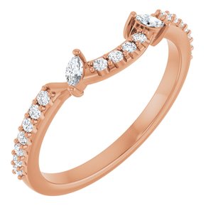 14K Rose Gold Oval All Sizes Si2-Si3, G-H :: 1/5 Ctw Polished 1/5 Ctw Natural Diamond Matching Band