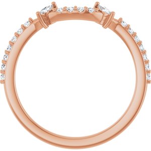 14K Rose Gold Oval All Sizes Si2-Si3, G-H :: 1/5 Ctw Polished 1/5 Ctw Natural Diamond Matching Band