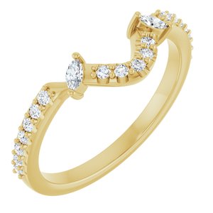 14K Yellow Gold Marquise All Sizes Si2-Si3, G-H :: 1/5 Ctw Polished 1/5 Ctw Natural Diamond Matching Band