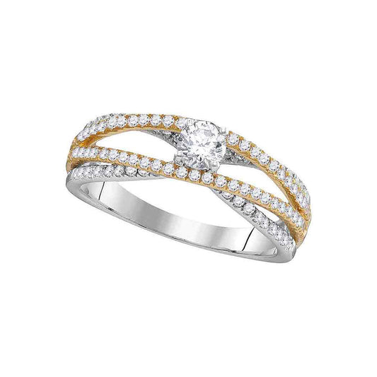 14K White Gold Round Diamond 2-tone Bridal Wedding Engagement Ring 3/4 Cttw, Womens Size: 5-10