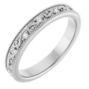 14K White Gold Round 1.2 Mm G-H Si2-Si3 1/10 Ctw Natural Diamond Floral Band Size 7