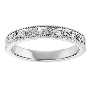14K White Gold Round 1.2 Mm G-H Si2-Si3 1/10 Ctw Natural Diamond Floral Band Size 7