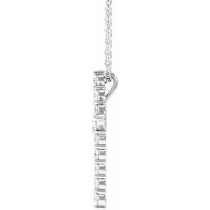 14K White Gold Round Si1-Si2, G-H 16-18 In Polished Lab-Grown Diamond Cross Necklace
