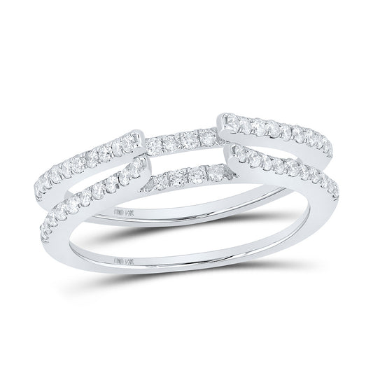 14K White Gold Womens Round Diamond Ring Guard Wrap Solitaire Enhancer 1/2 Cttw, Womens Size: 5-10