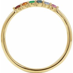 14K Yellow Gold Round 1.75 Mm Natural Multi-Gemstone Stackable Ring Size 7