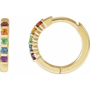 14K Yellow Gold Round 1.5 Mm Natural Multi-Gemstone Huggie Earrings?
