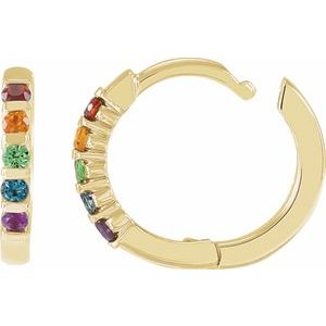 14K Yellow Gold Round 1.5 Mm Natural Multi-Gemstone Huggie Earrings?