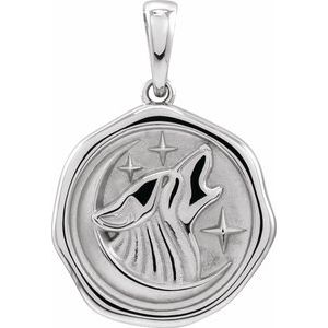 Sterling Silver Wolf 23.54 X 15.53 Mm Polished Wolf Pendant