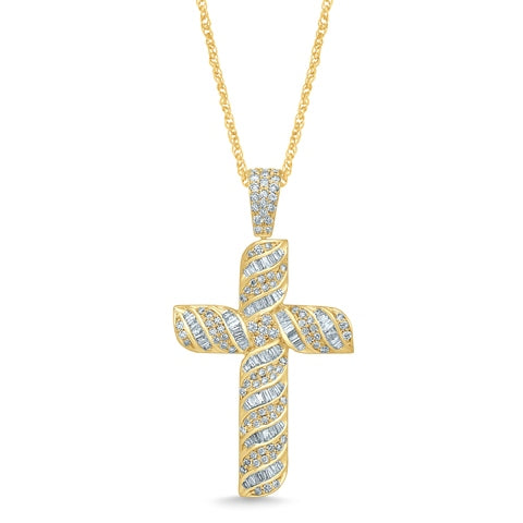 10K Yellow Gold 2.32-2.33 Cttw Diamond  "Cross" Charm