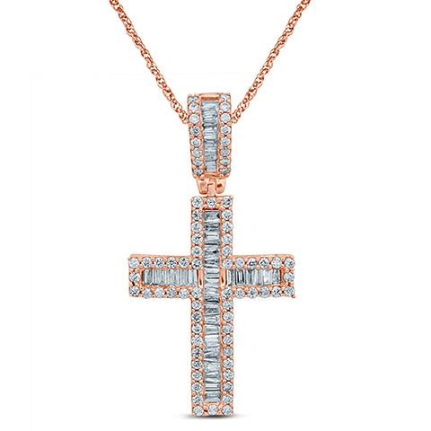 10K Rose Gold 0.97-1.03 Cttw Diamond Cross