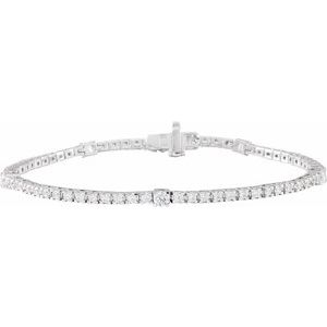 14K White Gold Round 1.7Mm G-H Si1-Si2 1 3/4 Ctw Lab-Grown Diamond Line Bracelet, Length: 7 In