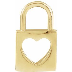 14K Yellow Gold 13.63 X 8.99 Mm Polished Heart Cutout Lock Pendant