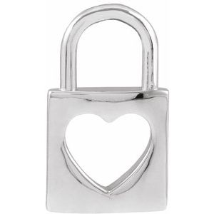 Sterling Silver 13.63 X 8.99 Mm Polished Heart Cutout Lock Pendant