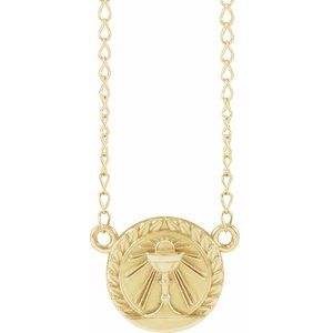 14K Yellow Gold 13.65 X 12 Mm 16 In Polished First Communion Youth Necklace
