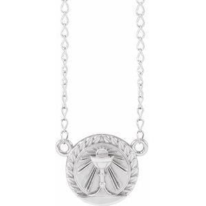 14K White Gold 13.65 X 12 Mm 16 In Polished First Communion Youth Necklace