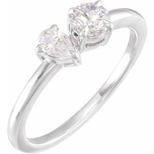 14K White Gold Pear 5 X 3.5 Mm Polished 5/8 Ctw Lab-Grown Diamond 2-Stone Ring Size 7