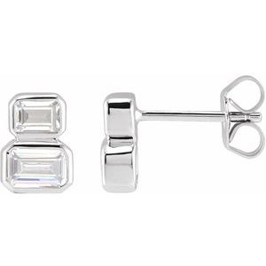 14K White Gold Emerald 4.5 X 3 Mm 1 Ctw Lab-Grown Diamond Earrings