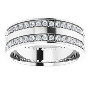 14K White Gold Round 1.3 Mm F+ Vs 3/4 Ctw Lab-Grown Natural Diamond Band Size 9