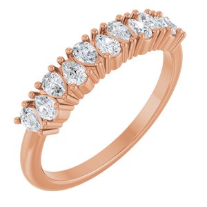 14K Rose Gold Pear 3 X 2 Mm Polished 1/2 Ctw Natural Diamond Anniversary Band Size 7