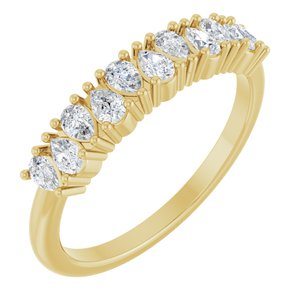 14K Yellow Gold Pear 3 X 2 Mm Polished 1/2 Ctw Lab-Grown Diamond Anniversary Band Size 7