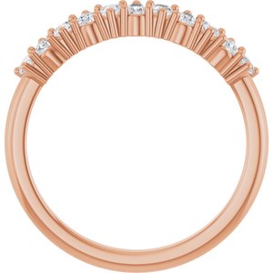 14K Rose Gold Pear 3 X 2 Mm Polished 1/2 Ctw Natural Diamond Anniversary Band Size 7