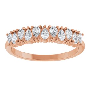 14K Rose Gold Pear 3 X 2 Mm Polished 1/2 Ctw Natural Diamond Anniversary Band Size 7