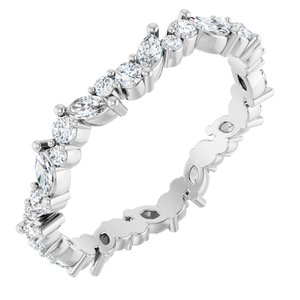 14K White Gold G-H Si2-Si3 3/4 Ctw Natural Diamond Eternity Band Size 7