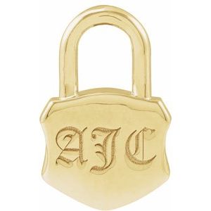 14K Yellow Gold 15.29 X 10.05 Mm Polished Engravable Lock Pendant