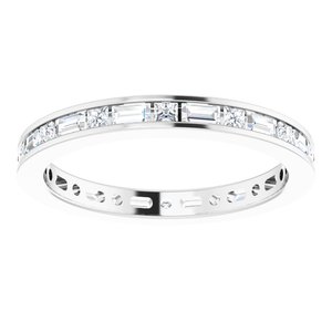 14K White Gold Straight Baguette 2.5 X 1.5 Mm G-H Si2-Si3 3/4 Ctw Natural Diamond Eternity Band Size 6