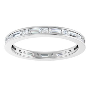 14K White Gold Straight Baguette 3 X 1.5 Mm G-H Si2-Si3 7/8 Ctw Natural Diamond Eternity Band Size 7