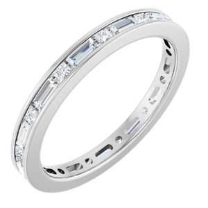 14K White Gold Straight Baguette 3 X 1.5 Mm G-H Si2-Si3 7/8 Ctw Natural Diamond Eternity Band Size 7