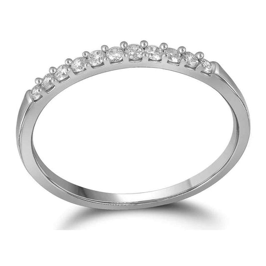 10K White Gold Womens Round Diamond Wedding Band Ring 1/6 Cttw, Womens Size: 5-10