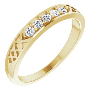 14K Yellow Gold Round 2 Mm 1/6 Ctw Natural Diamond Celtic-Inspired Anniversary Band Size 7