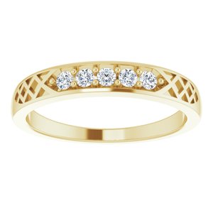 14K Yellow Gold Round 2 Mm 1/6 Ctw Natural Diamond Celtic-Inspired Anniversary Band Size 7