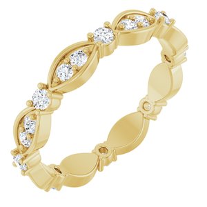 14K Yellow Gold Round 2 Mm G-H Si2-Si3 1/2 Ctw Natural Diamond Eternity Band Size 7