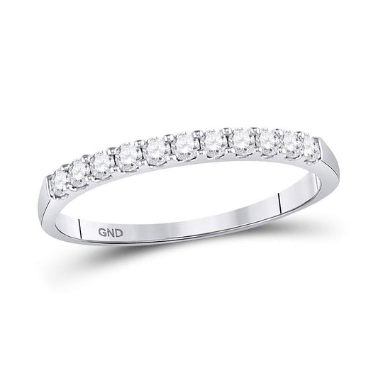 14K White Gold Womens Round Diamond Single Row Wedding Band 1/4 Cttw, Womens Size: 5-10