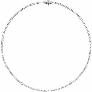 14K White Gold Round 3.1Mm G-H Si1-Si2 4 Ctw Lab-Grown Diamond Line Necklace, Length: 16 In