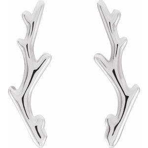 Sterling Silver 19.71 X 5.62 Mm Pair Friction Backs Included Polished Branch Ear Climbers